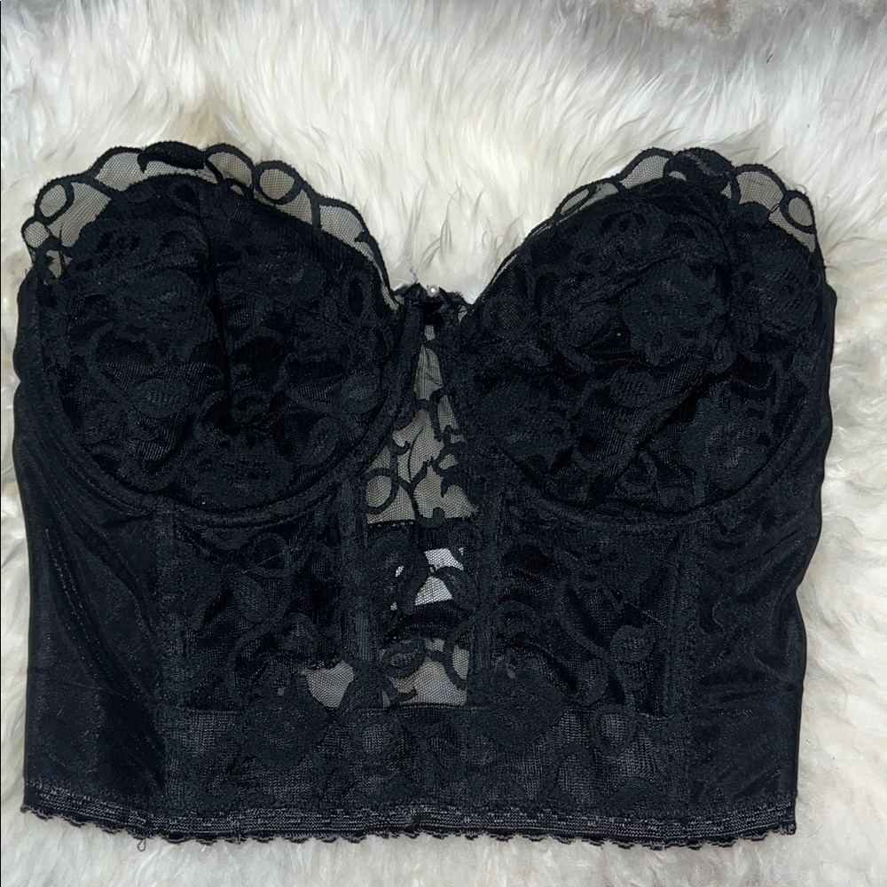 Vintage Valmont Black Lace Longline Bustier Sz. 36D - Picture 8 of 8